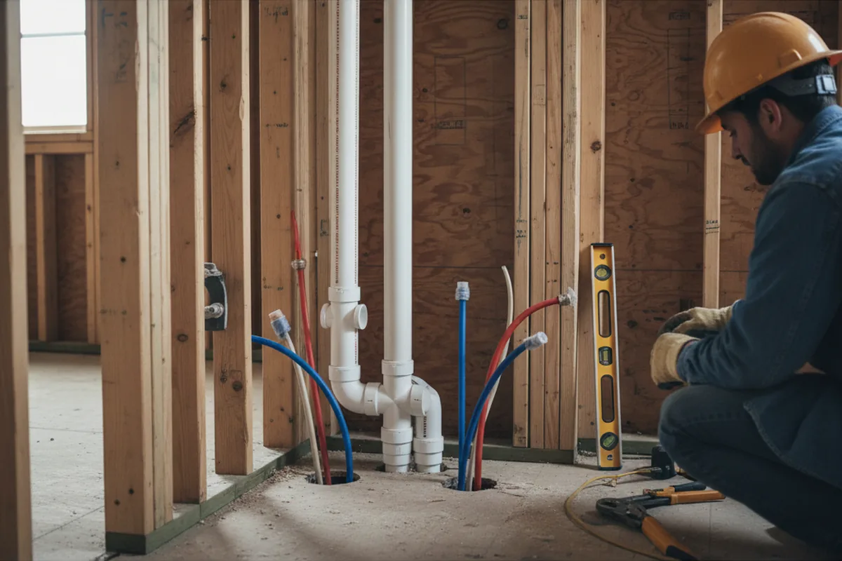 Drain and supply rough-in during Sump Pump Repair in Burfordville